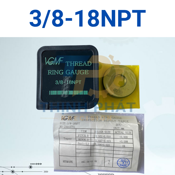 38-18NPT Dưỡng kiểm ren ngoài 3/8-18NPT – Thread Ring Gauge 3/8-18NPT – VGMF