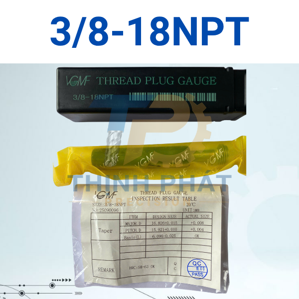 38-18NPT Dưỡng kiểm ren trong 3/8-18NPT – Thread Plug Gauge 3/8-18NPT – VGMF