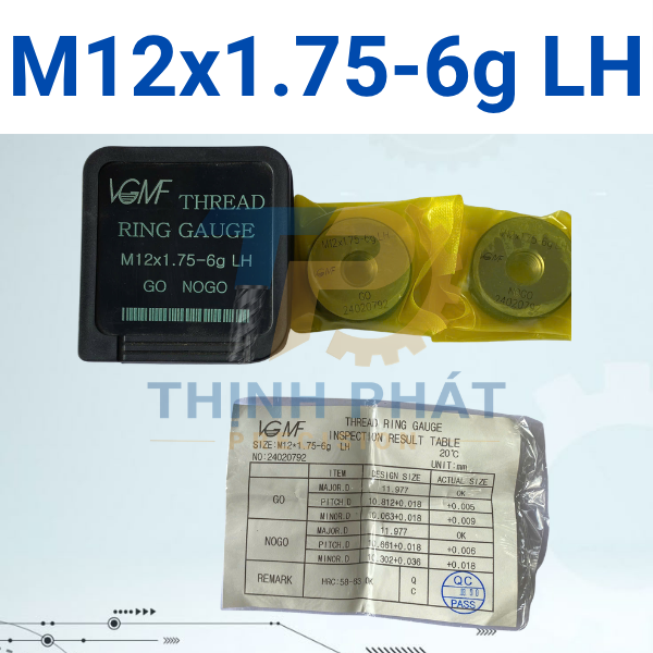 M12X1.75-6g LH Dưỡng kiểm ren ngoài M12×1.75-6g LH – Thread Ring Gauge M12*1.75-6g LH – VGMF