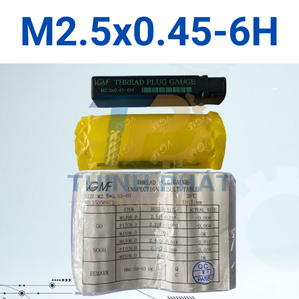 M2.5x0.45-6H Dưỡng kiểm ren trong M2.5×0.45-6H – Thread Plug Gauge M2.5*0.45-6H – VGMF